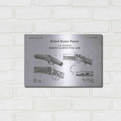 Luxe Metal Art 'Breech Loading Fire Arm Blueprint Patent White' Acrylic Glass Wall Art,16x12