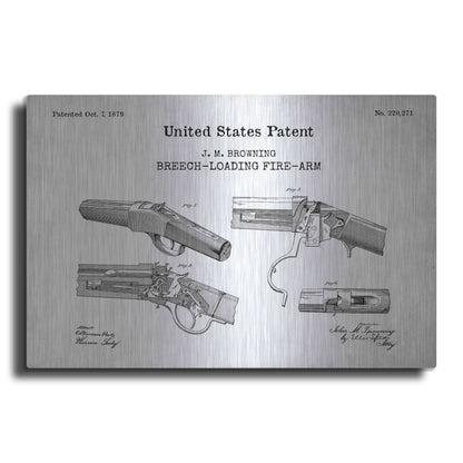 Luxe Metal Art 'Breech Loading Fire Arm Blueprint Patent White' Acrylic Glass Wall Art