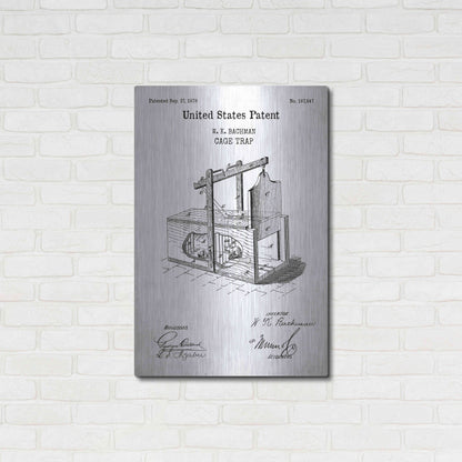 Luxe Metal Art 'Cage Trap Blueprint Patent White' Acrylic Glass Wall Art,24x36