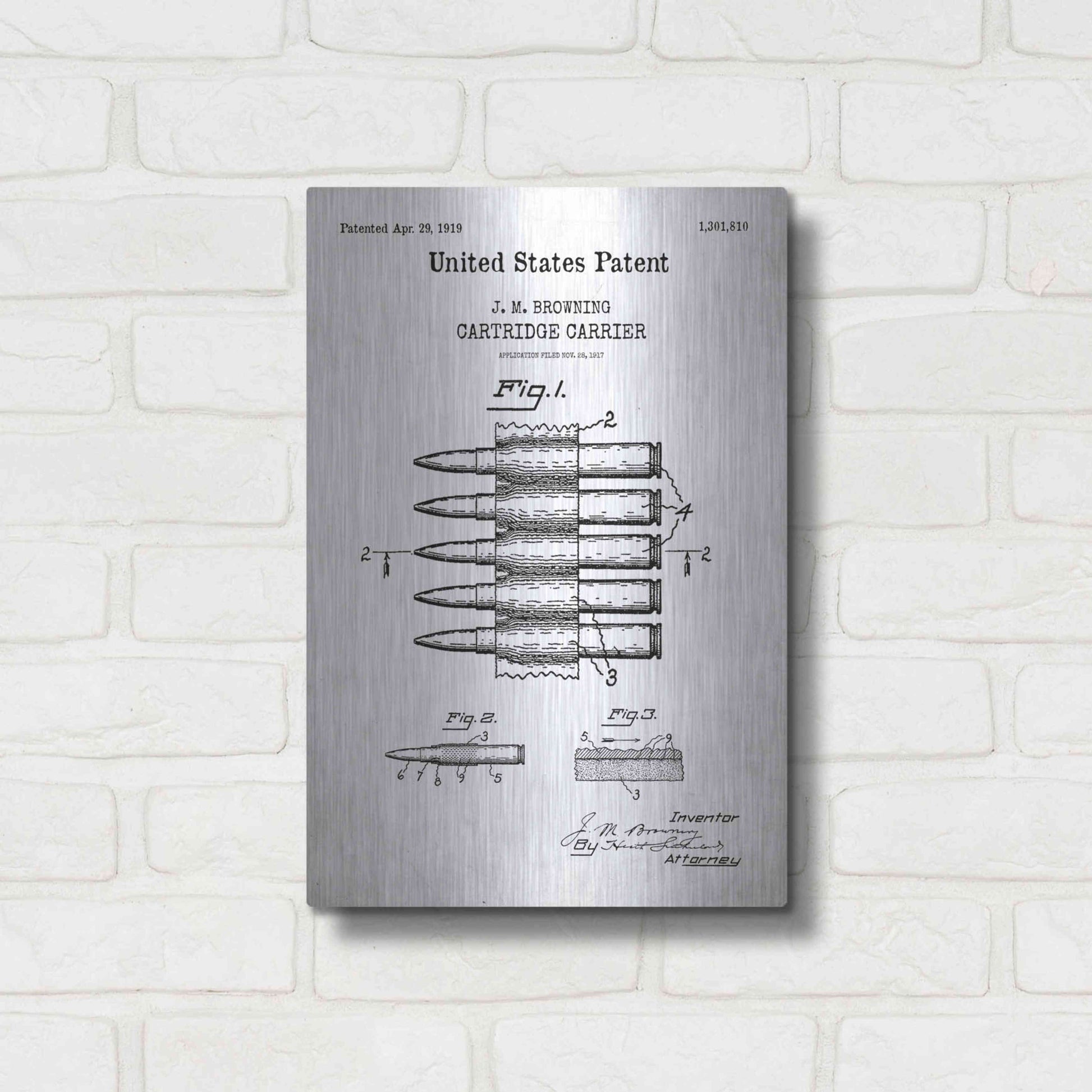 Luxe Metal Art 'Carrier Blueprint Patent White' Acrylic Glass Wall Art,12x16