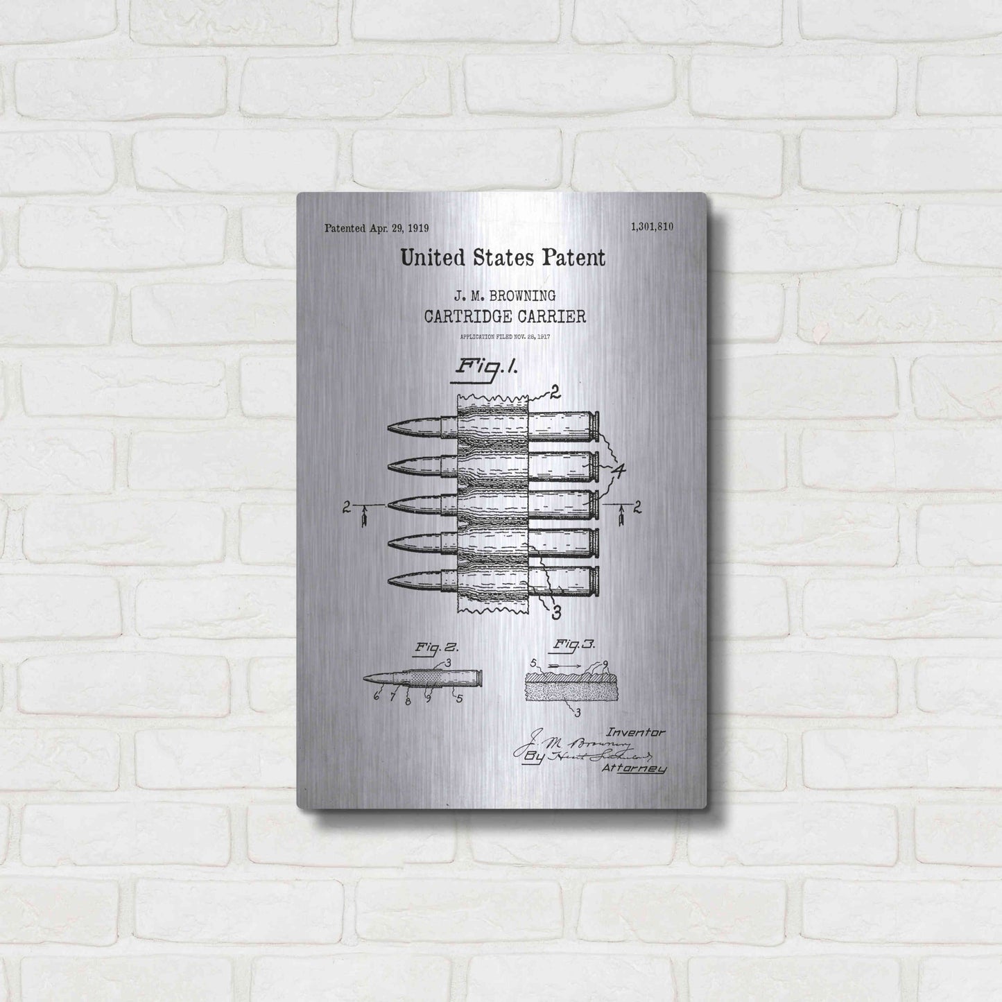 Luxe Metal Art 'Carrier Blueprint Patent White' Acrylic Glass Wall Art,16x24