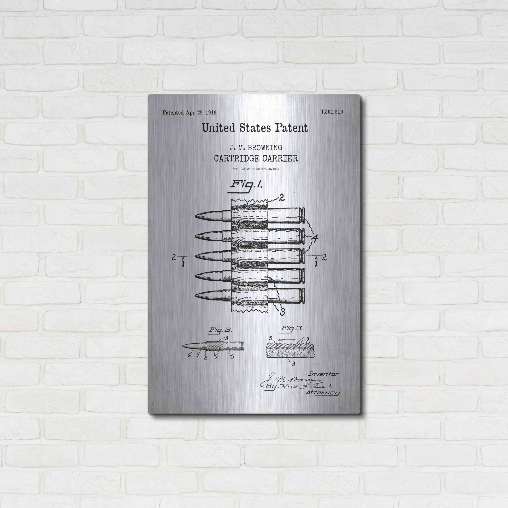 Luxe Metal Art 'Carrier Blueprint Patent White' Acrylic Glass Wall Art,24x36