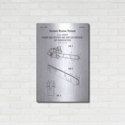 Luxe Metal Art 'Chainsaw Blueprint Patent White' Acrylic Glass Wall Art,24x36