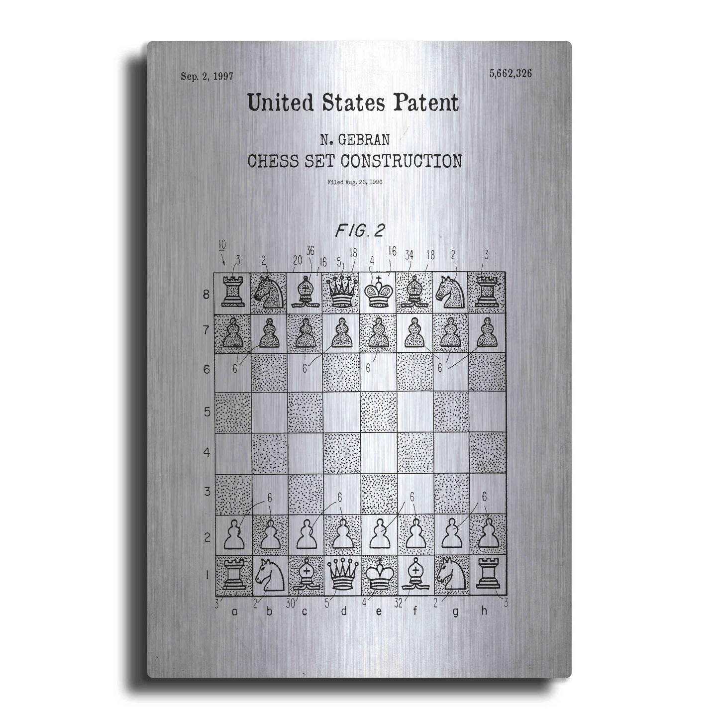 Luxe Metal Art 'Chess Blueprint Patent White' Acrylic Glass Wall Art