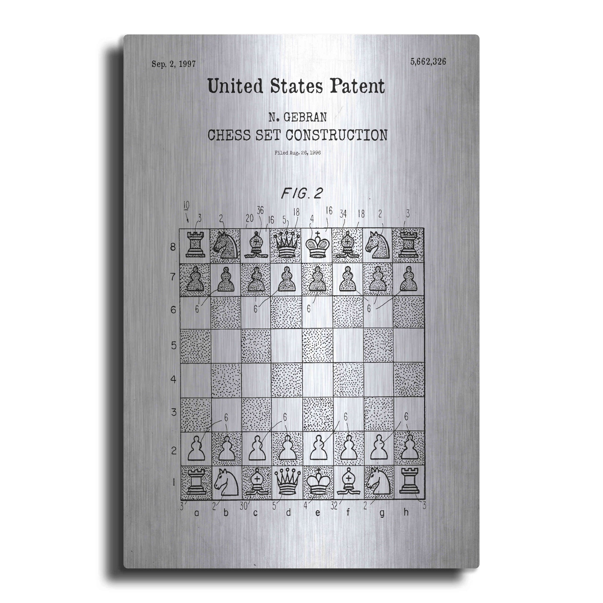 Luxe Metal Art 'Chess Blueprint Patent White' Acrylic Glass Wall Art