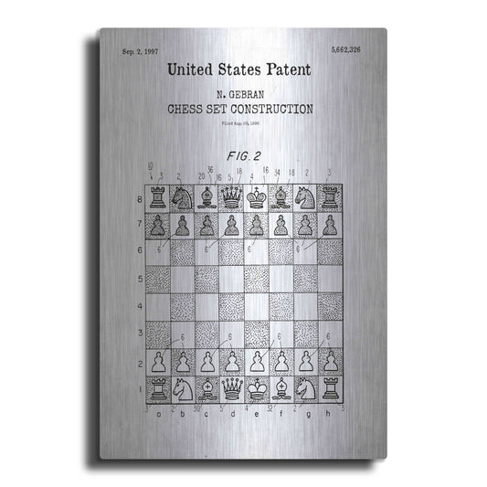 Luxe Metal Art 'Chess Blueprint Patent White' Acrylic Glass Wall Art