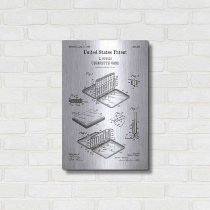 Luxe Metal Art 'Cigarette Case Blueprint Patent White' Acrylic Glass Wall Art,16x24