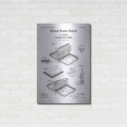 Luxe Metal Art 'Cigarette Case Blueprint Patent White' Acrylic Glass Wall Art,24x36