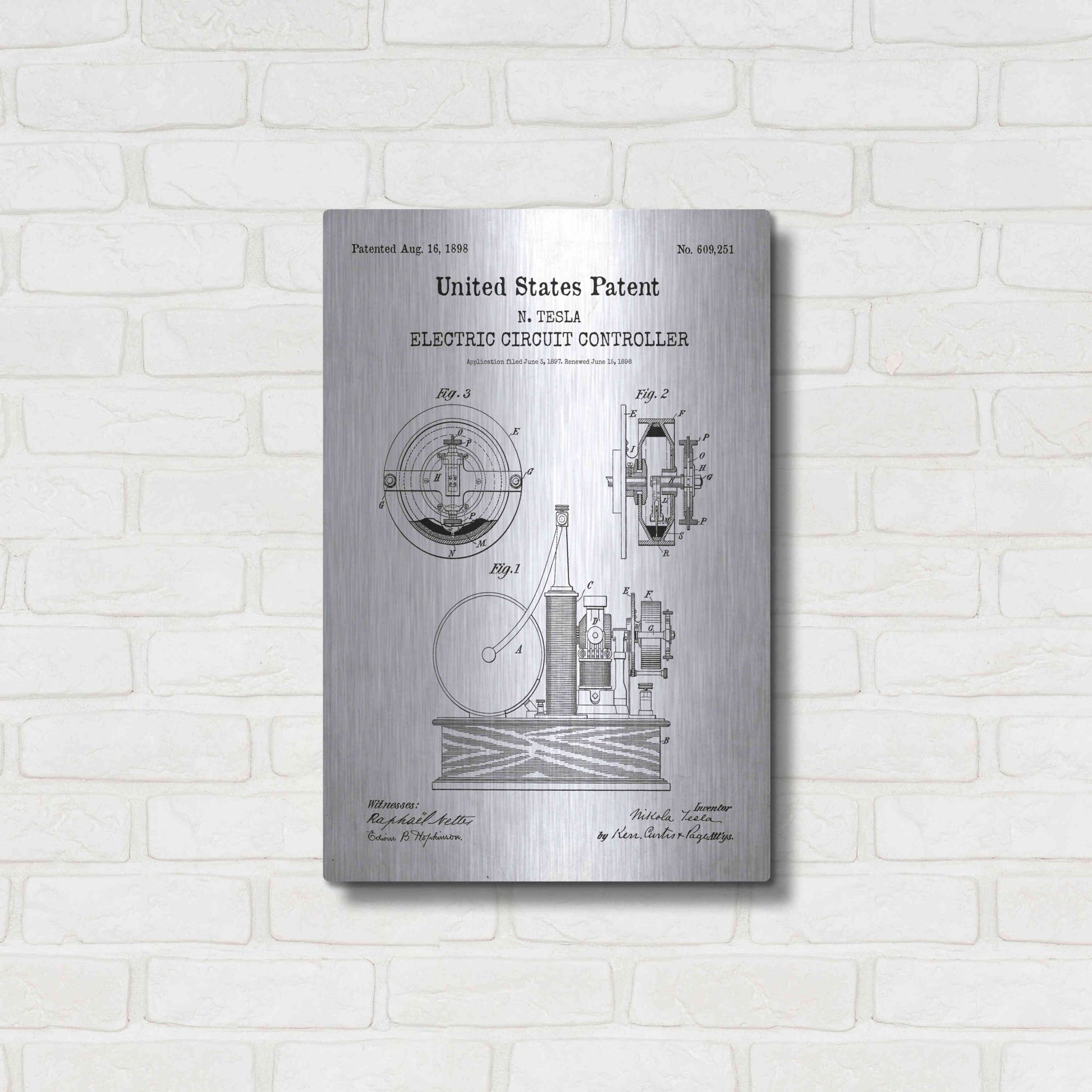 Luxe Metal Art 'Circuit Controller Blueprint Patent White' Acrylic Glass Wall Art,16x24