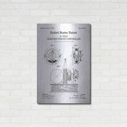 Luxe Metal Art 'Circuit Controller Blueprint Patent White' Acrylic Glass Wall Art,24x36