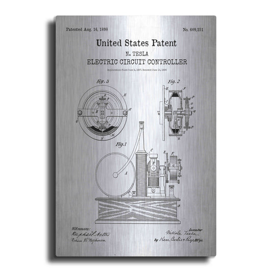 Luxe Metal Art 'Circuit Controller Blueprint Patent White' Acrylic Glass Wall Art