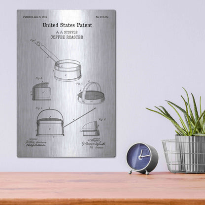 Luxe Metal Art 'Coffee Roaster Blueprint Patent White' Acrylic Glass Wall Art,12x16