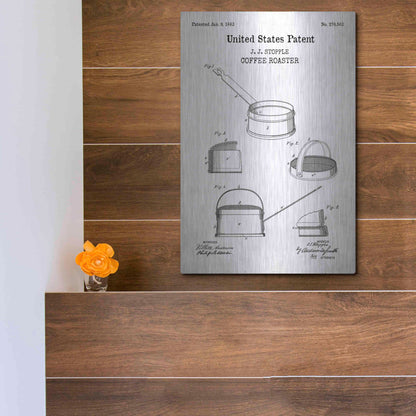 Luxe Metal Art 'Coffee Roaster Blueprint Patent White' Acrylic Glass Wall Art,12x16