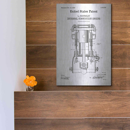 Luxe Metal Art 'Combustion Engine Blueprint Patent White' Acrylic Glass Wall Art,12x16