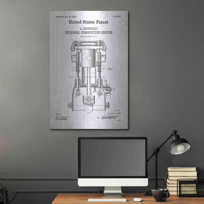 Luxe Metal Art 'Combustion Engine Blueprint Patent White' Acrylic Glass Wall Art,24x36