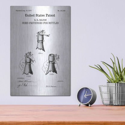 Luxe Metal Art 'Cork Fastener Blueprint Patent White' Acrylic Glass Wall Art,12x16