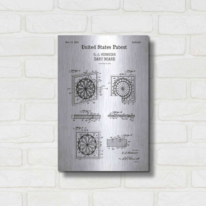 Luxe Metal Art 'Dart Board Blueprint Patent White' Acrylic Glass Wall Art,12x16