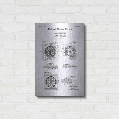 Luxe Metal Art 'Dart Board Blueprint Patent White' Acrylic Glass Wall Art,16x24