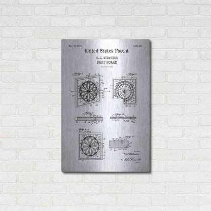 Luxe Metal Art 'Dart Board Blueprint Patent White' Acrylic Glass Wall Art,24x36