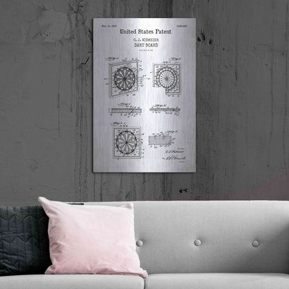 Luxe Metal Art 'Dart Board Blueprint Patent White' Acrylic Glass Wall Art,24x36