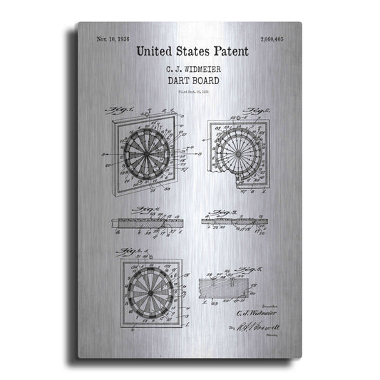 Luxe Metal Art 'Dart Board Blueprint Patent White' Acrylic Glass Wall Art