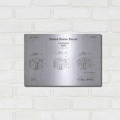 Luxe Metal Art 'Dice Blueprint Patent White' Acrylic Glass Wall Art,16x12