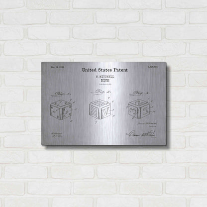 Luxe Metal Art 'Dice Blueprint Patent White' Acrylic Glass Wall Art,24x16