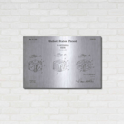 Luxe Metal Art 'Dice Blueprint Patent White' Acrylic Glass Wall Art,36x24