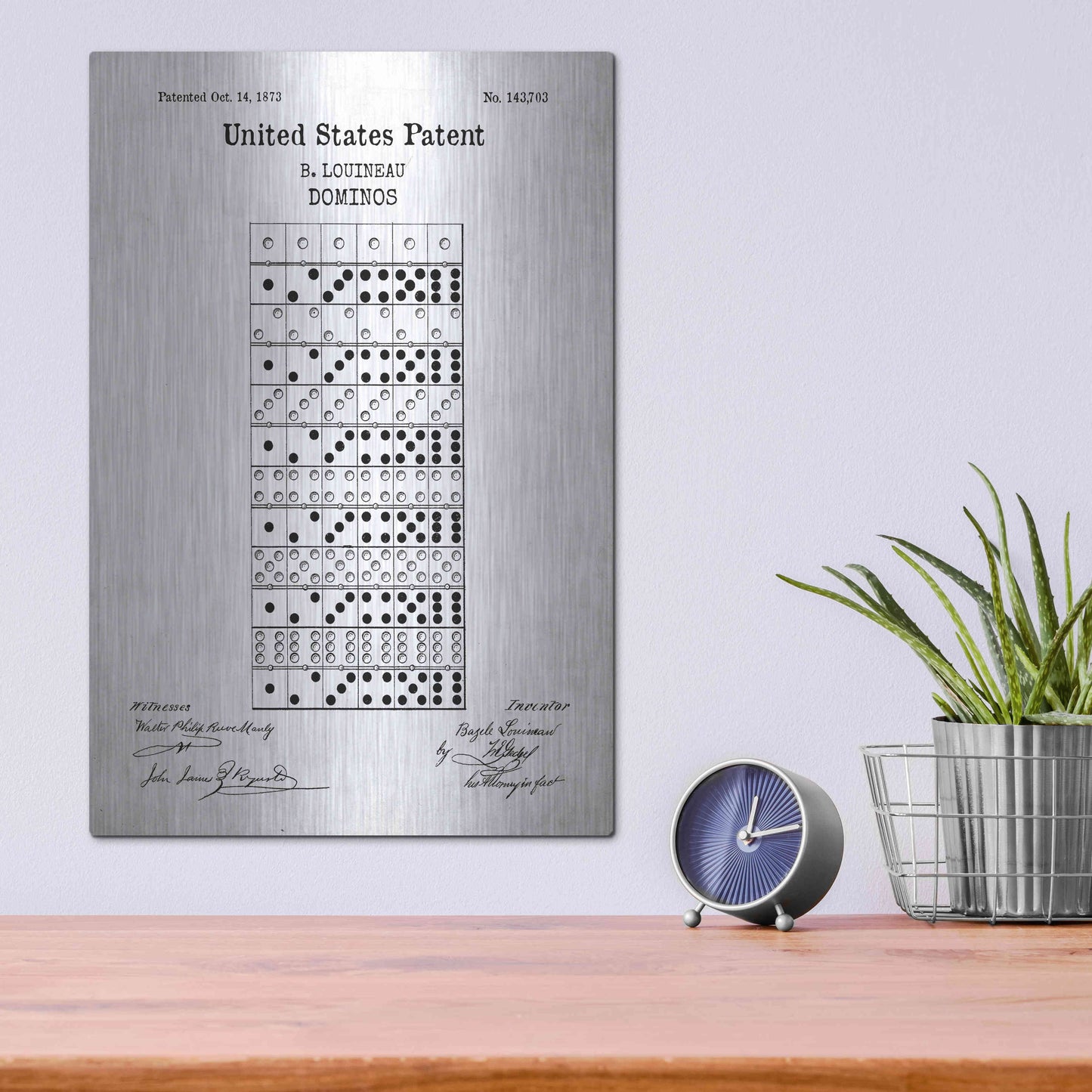 Luxe Metal Art 'Domino Blueprint Patent White' Acrylic Glass Wall Art,12x16