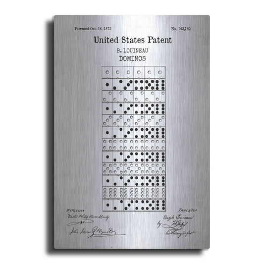 Luxe Metal Art 'Domino Blueprint Patent White' Acrylic Glass Wall Art