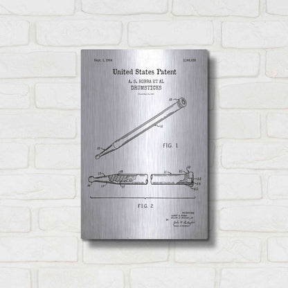 Luxe Metal Art 'Drumsticks, 1964 Blueprint Patent White' Acrylic Glass Wall Art,12x16