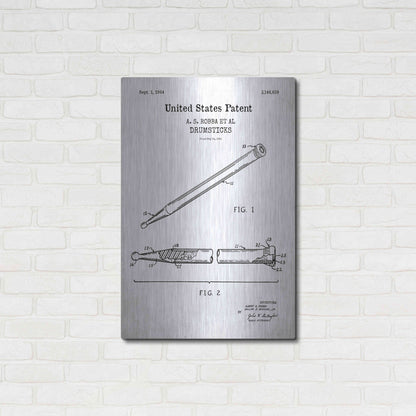 Luxe Metal Art 'Drumsticks, 1964 Blueprint Patent White' Acrylic Glass Wall Art,24x36