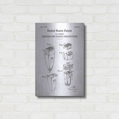 Luxe Metal Art 'Dry Shaver Blueprint Patent White' Acrylic Glass Wall Art,16x24