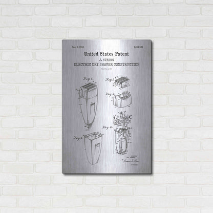 Luxe Metal Art 'Dry Shaver Blueprint Patent White' Acrylic Glass Wall Art,24x36