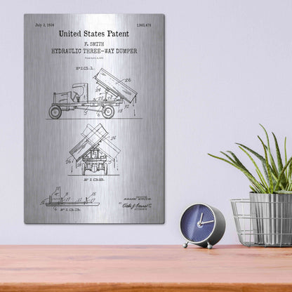 Luxe Metal Art 'Dump Truck 1934 Blueprint Patent White' Metal Wall Art,12x16