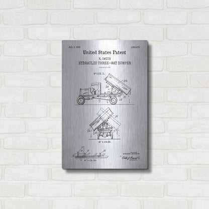 Luxe Metal Art 'Dump Truck 1934 Blueprint Patent White' Metal Wall Art,16x24