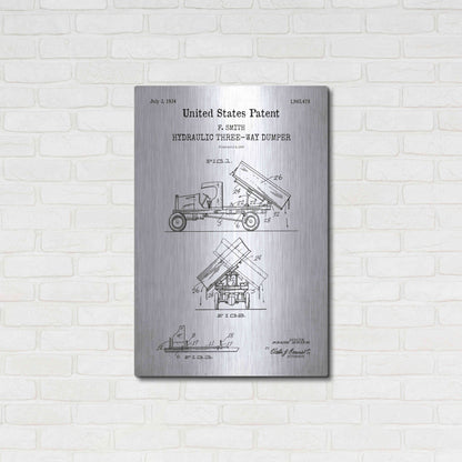 Luxe Metal Art 'Dump Truck 1934 Blueprint Patent White' Metal Wall Art,24x36