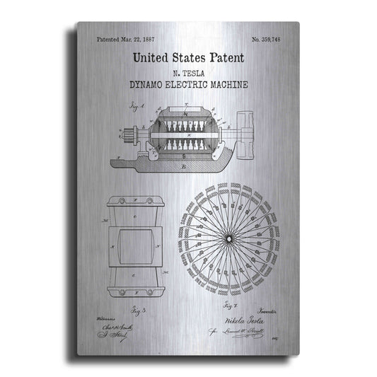 Luxe Metal Art 'Dynamo Blueprint Patent White' Acrylic Glass Wall Art