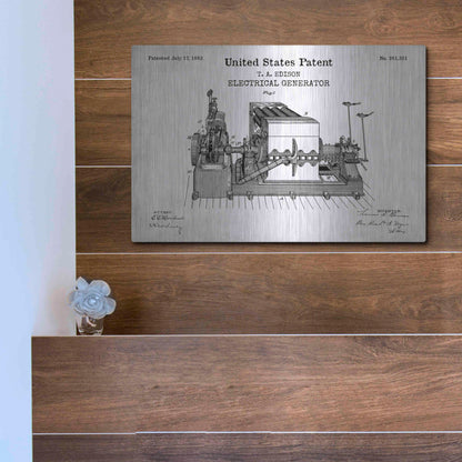 Luxe Metal Art 'Edison Electric Generator Blueprint Patent White' Acrylic Glass Wall Art,16x12