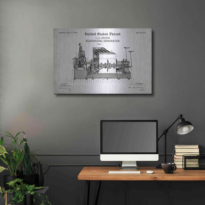 Luxe Metal Art 'Edison Electric Generator Blueprint Patent White' Acrylic Glass Wall Art,36x24