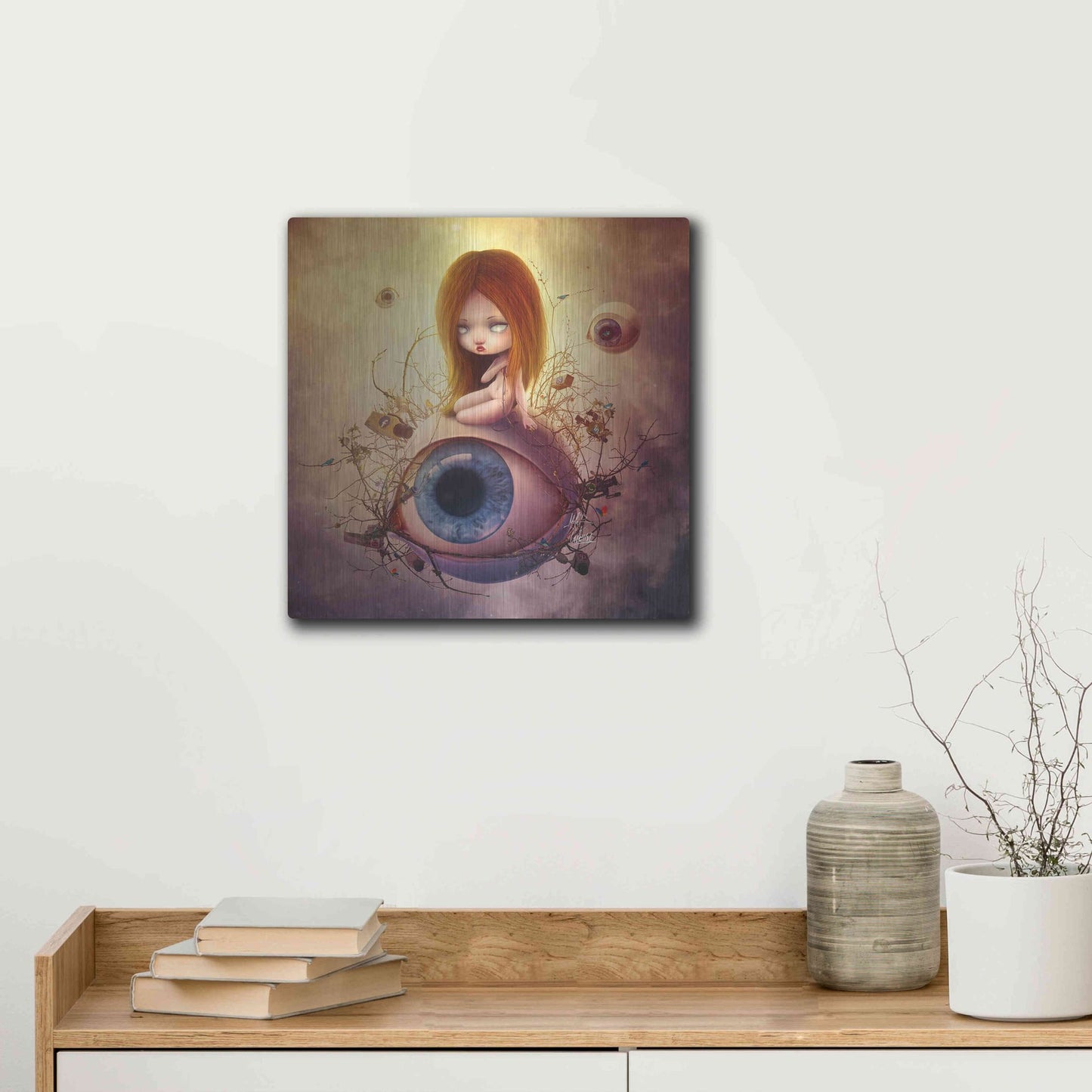 Luxe Metal Art 'Big Brother Sin' by Mario Sanchez Nevado, Metal Wall Art,12x12