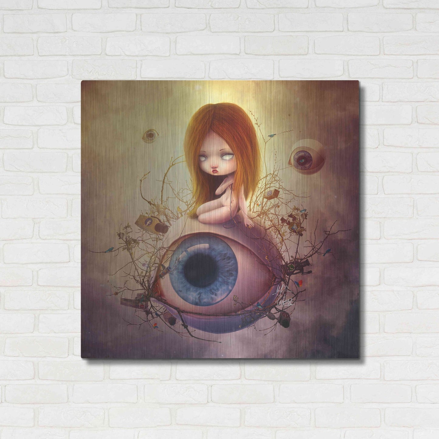 Luxe Metal Art 'Big Brother Sin' by Mario Sanchez Nevado, Metal Wall Art,36x36