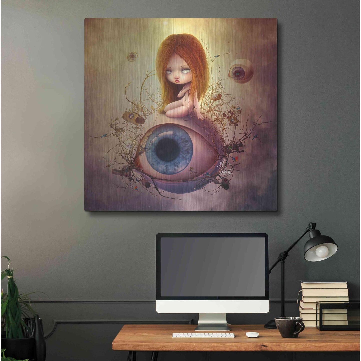 Luxe Metal Art 'Big Brother Sin' by Mario Sanchez Nevado, Metal Wall Art,36x36