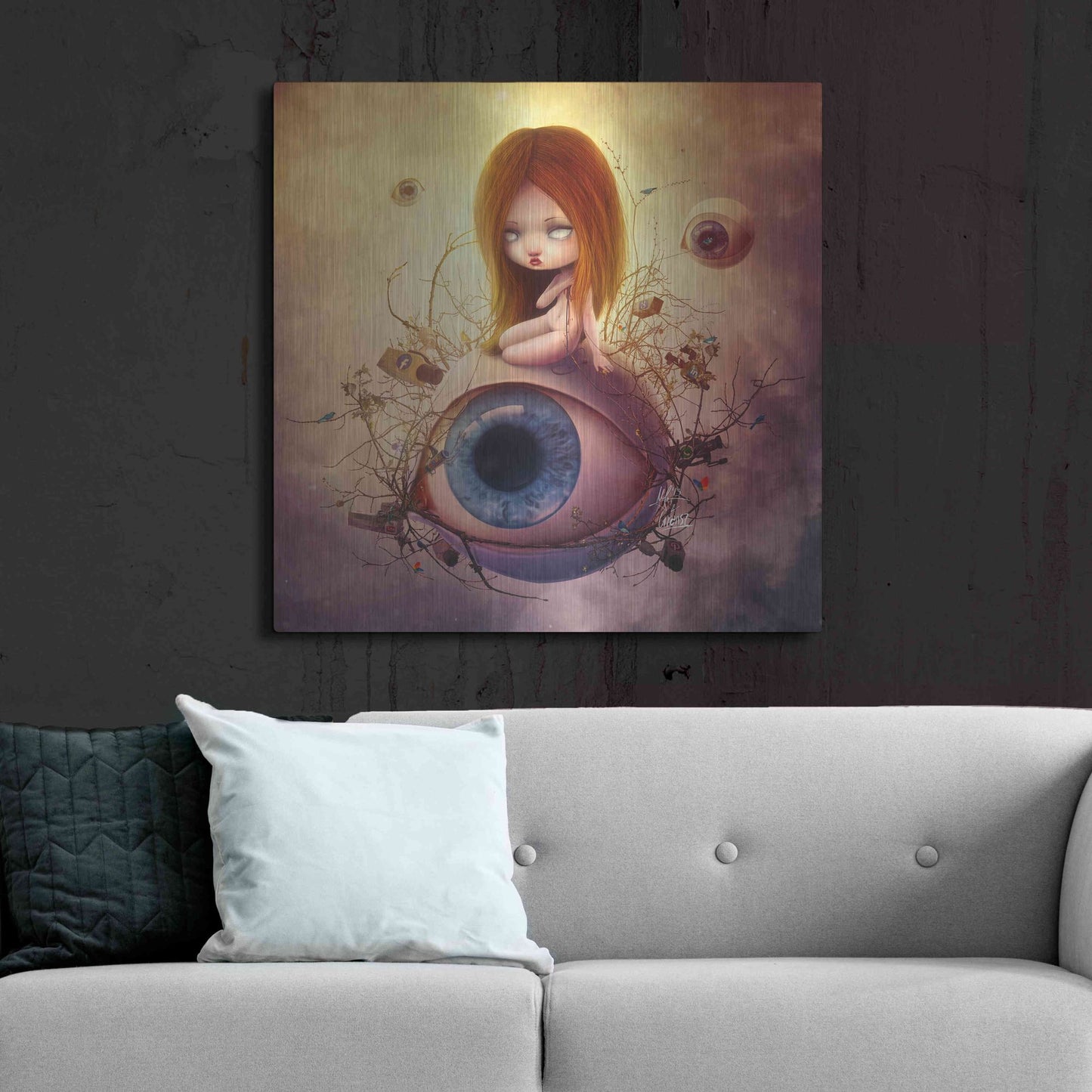 Luxe Metal Art 'Big Brother Sin' by Mario Sanchez Nevado, Metal Wall Art,36x36