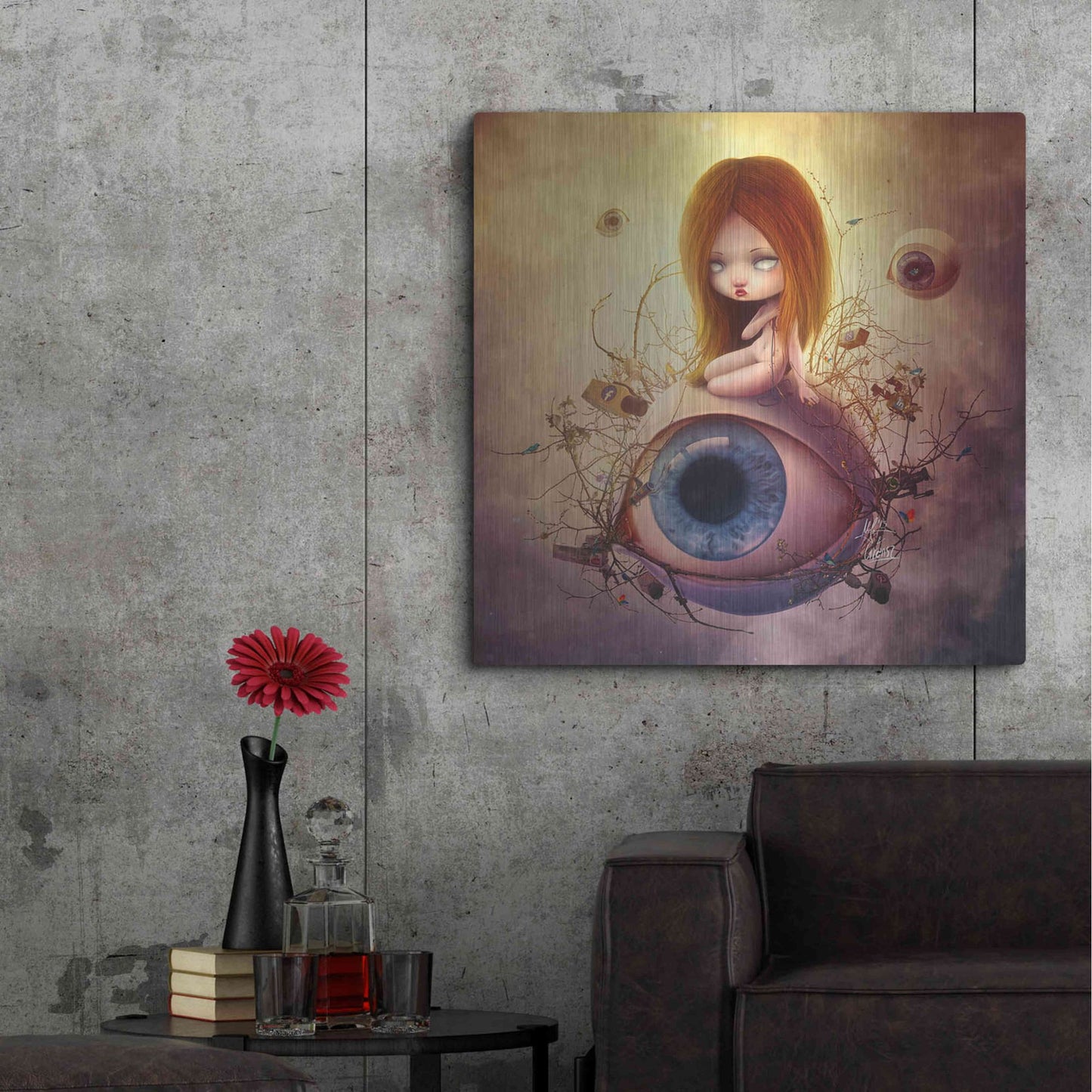 Luxe Metal Art 'Big Brother Sin' by Mario Sanchez Nevado, Metal Wall Art,36x36