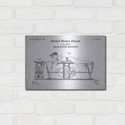 Luxe Metal Art 'Exercising Machine Blueprint Patent White' Acrylic Glass Wall Art,16x12