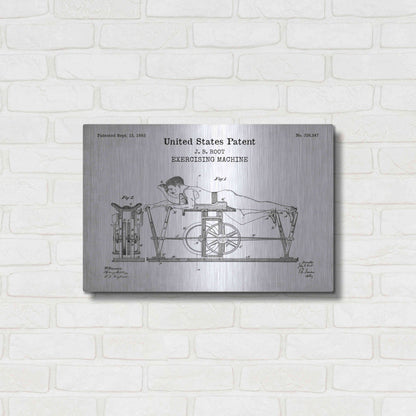 Luxe Metal Art 'Exercising Machine Blueprint Patent White' Acrylic Glass Wall Art,24x16