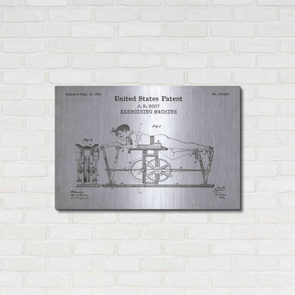 Luxe Metal Art 'Exercising Machine Blueprint Patent White' Acrylic Glass Wall Art,36x24