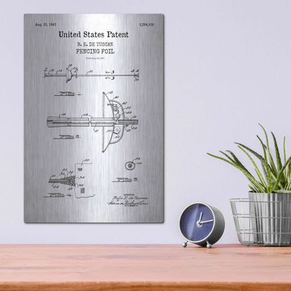 Luxe Metal Art 'Fencing Foil Blueprint Patent White' Acrylic Glass Wall Art,12x16