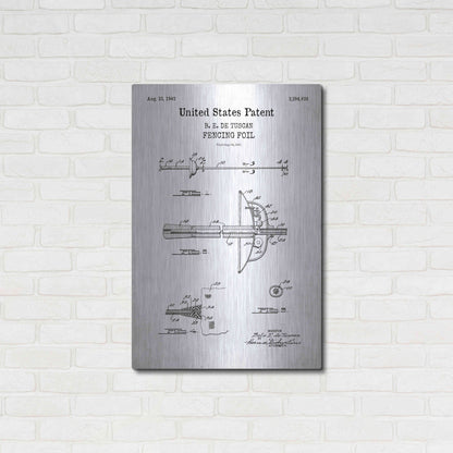 Luxe Metal Art 'Fencing Foil Blueprint Patent White' Acrylic Glass Wall Art,24x36